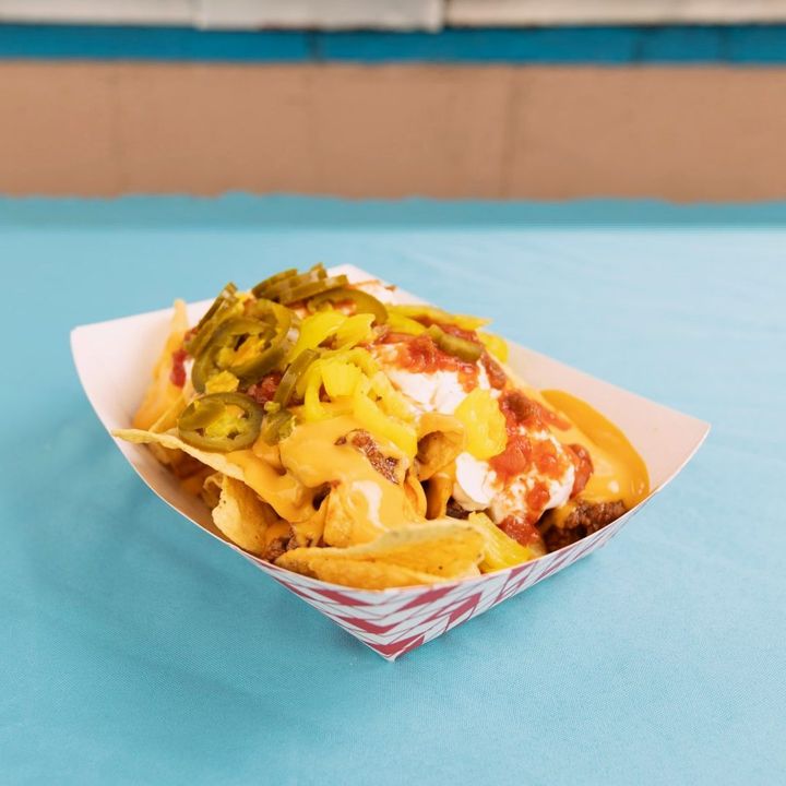 Loaded nachos with jalapeños and cheese