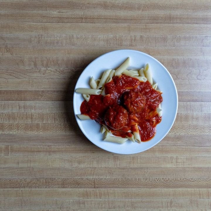 Penne with marinara and meatballs